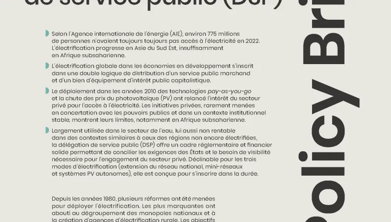 Universaliser et  accélérer l’accès aux  services de l’électricité  durant la décennie  grâce à la délégation  de service public